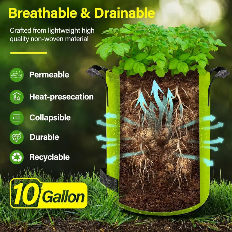 5/10 Gallon Nonwoven Fabric Grow Bags – Durable & Breathable Felt Plant Pots for Vegetables