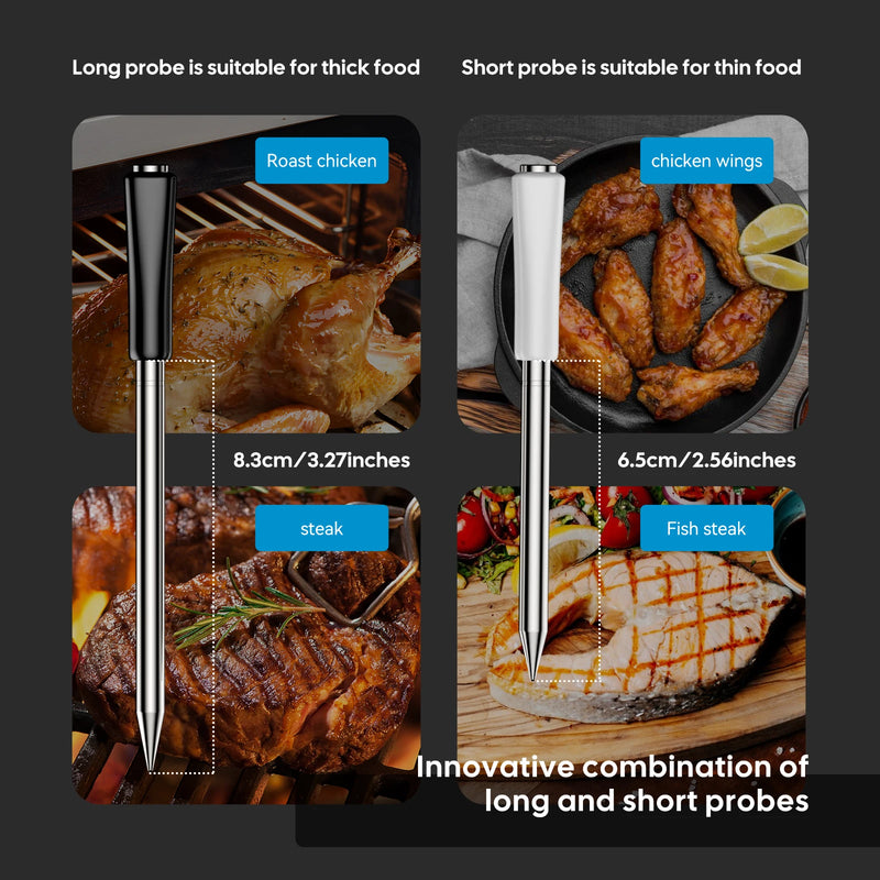 Wireless Meat Thermometer – 5G WiFi & Bluetooth BBQ Thermometer with Dual Probes, Smart App Control