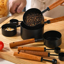 Stylish Measuring 4-Piece Cup and Spoon Sets | Stainless Steel with Wooden Handle in Gold, Black, or Silver