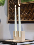 Minimalist Travertine Candlestick | Stone Taper Candle Holder