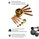 Stylish Measuring 4-Piece Cup and Spoon Sets | Stainless Steel with Wooden Handle in Gold, Black, or Silver