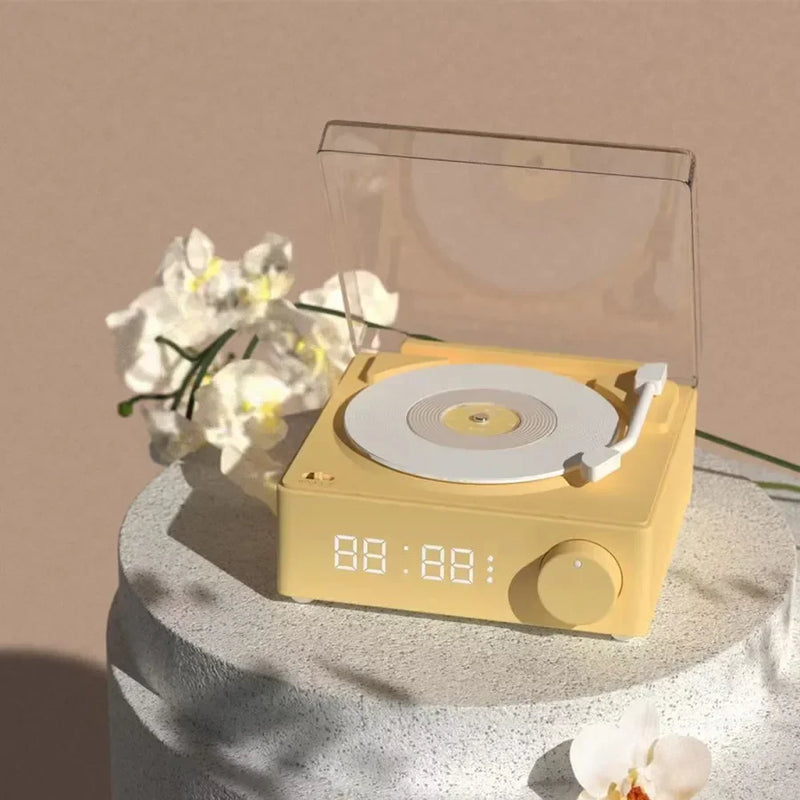 Retro Vinyl Wireless Bluetooth Speaker with Alarm Clock