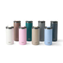 Set of  tumblers in various colors on a white background