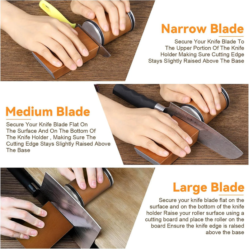 Knife Rending Tool Rolling Knife Sharpener Kit with Magnetic Angle Guide (15°/20°)