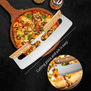 Stainless Steel Pizza Cutter – Slicer Wheel with Wooden Handle & Protective Cover