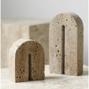 Natural Stone Bookend |  Beige Travertine Bookend for Home Decoration