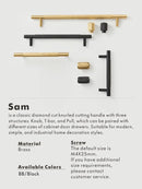 Nurlin Brass Diamond-Cut Cross Knurl Pattern Cabinet Handles & Knobs | Bathroom Handle