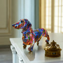 Colourful Dachshund Figurine | Resin Dog Statue for Home and Gifts