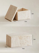 Travertine Storage Container – Marble Organizer Jar for Jewelry, Cotton Swabs, and Bath Salts