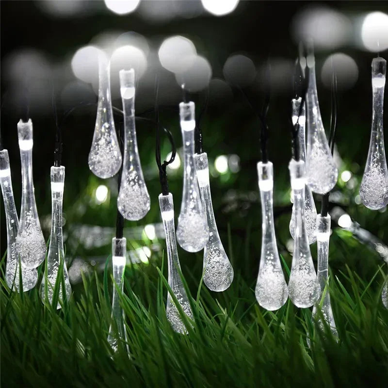 Water Droplets Solar String Lights – Waterproof LED Fairy Garland for Outdoor Decor