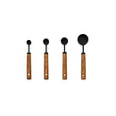 Stylish Measuring 4-Piece Cup and Spoon Sets | Stainless Steel with Wooden Handle in Gold, Black, or Silver