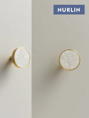 Nurlin Brass Colorful Round White & Pink Shell Cabinet Knobs and Handles | Bathroom Handle