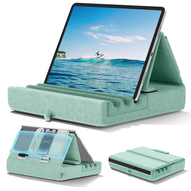 KDD Tablet Pillow Holder - Soft Foldable iPad Stand for Lap, Bed & Desk