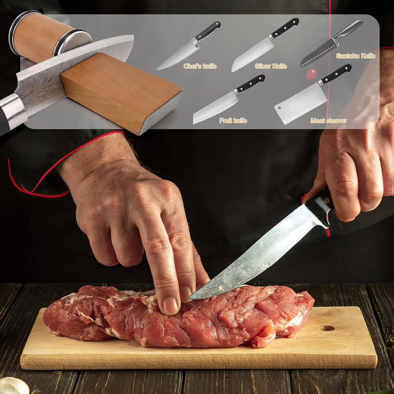 Knife Rending Tool Rolling Knife Sharpener Kit with Magnetic Angle Guide (15°/20°)