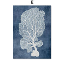 Navy Blue Coral Seaweed Wall Art Poster