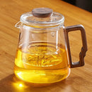 Glass Teapot with Walnut Lid – 620ml Hand-Blown Tea Set