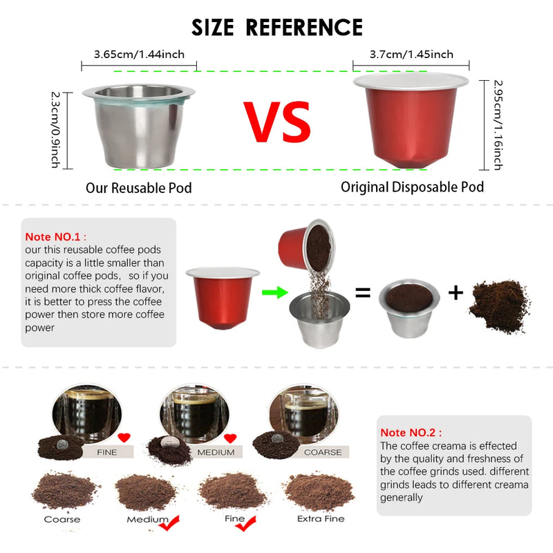 Stainless Steel Refillable Nespresso Coffee Capsule | Reusable Italian Coffee Filter Cup