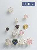 Nurlin Brass Colorful Round White & Pink Shell Cabinet Knobs and Handles | Bathroom Handle