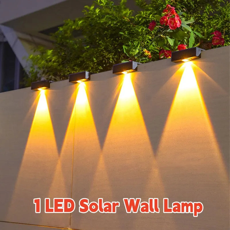 LED Solar Wall Lamp Outdoor Waterproof Solar-Powered Fence Light for Garden, Patio, Balcony & Stair