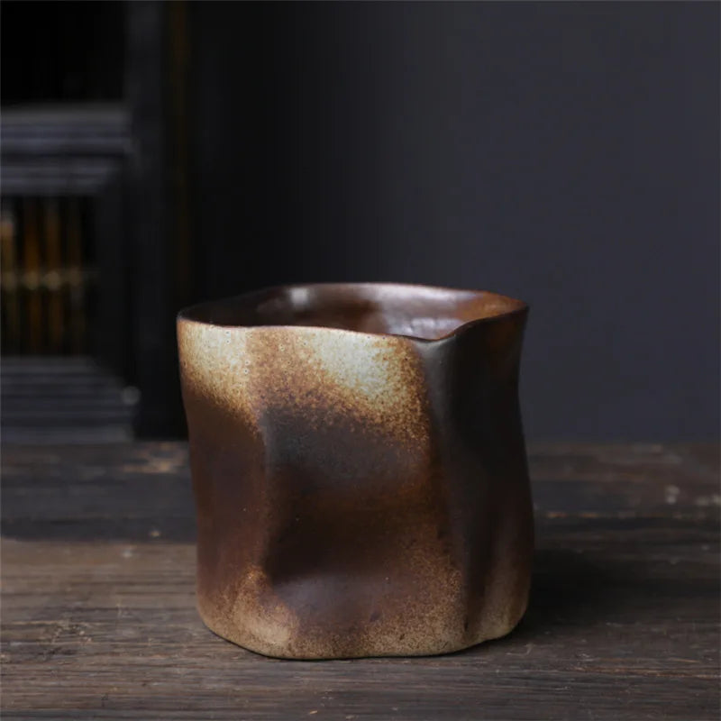 Japanese-Style Irregular Shape Tea Coffee Cup Mug in Earthen Tones