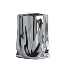 Silver Ruffled Flower Vase – Modern Ceramic & Porcelain Bag-Shaped Decor