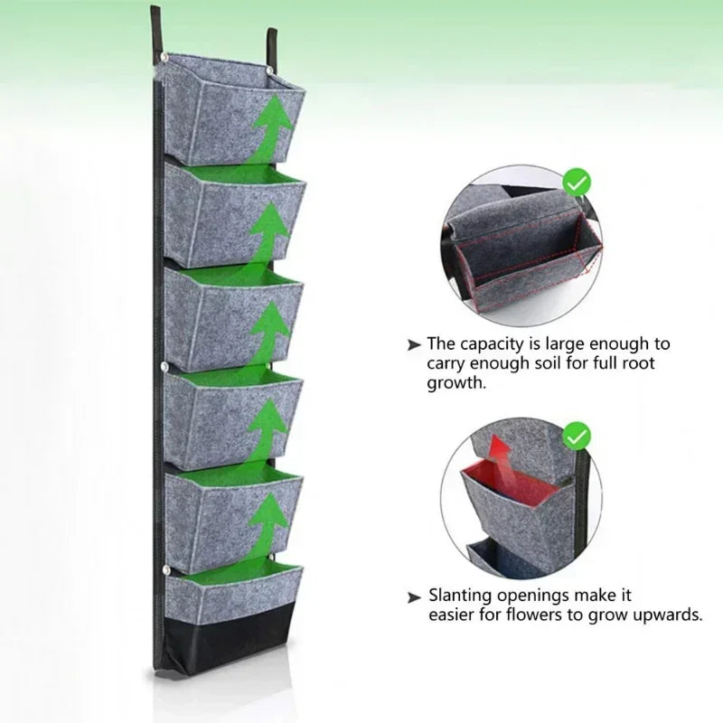 Pocket Vertical Growing Planting Bag - Felt Wall Hanging Garden for Indoor/Outdoor Gardens