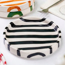 Bright and Bold Raised Edge Ceramic Plate  |  Abstract Lines, Hand Painted