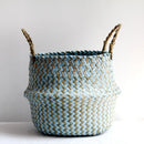Handmade Collapsible Wicker and Straw Storage Basket – Versatile Laundry or Flower Basket
