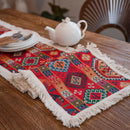 Jacquard Cotton & Linen Tassel Table Runner – Perfect for Holiday Gatherings and Home Decor