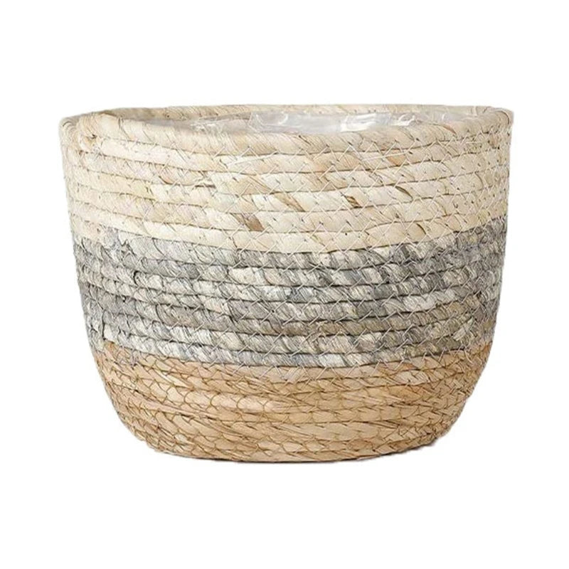 Straw Woven Flower Basket – Grass Planter Pot for Indoor & Outdoor Plant Decor