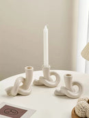 Decorative Ceramic Candlestick Holder - Modern Candle Holder for Table Decor, Weddings & Christmas