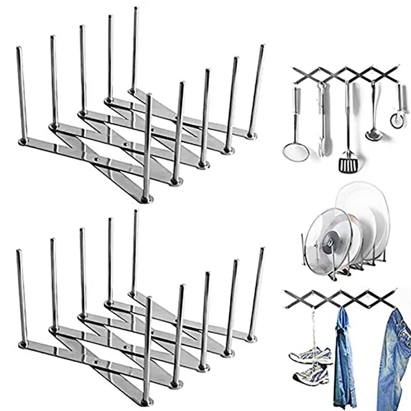 Leeseph Pan Lid Organizer and Multi-Functional Rack – Stainless Steel Cabinet Door Holder