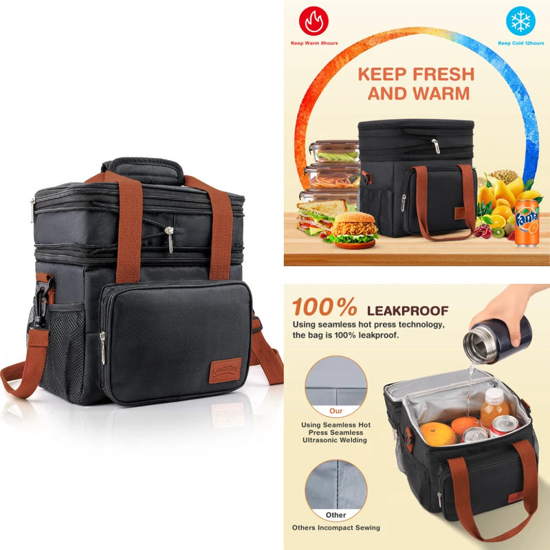 Expandable Insulated Large Cooler Bag – Double-Deck, Leakproof Bag for Picnic, Travel, Adventures