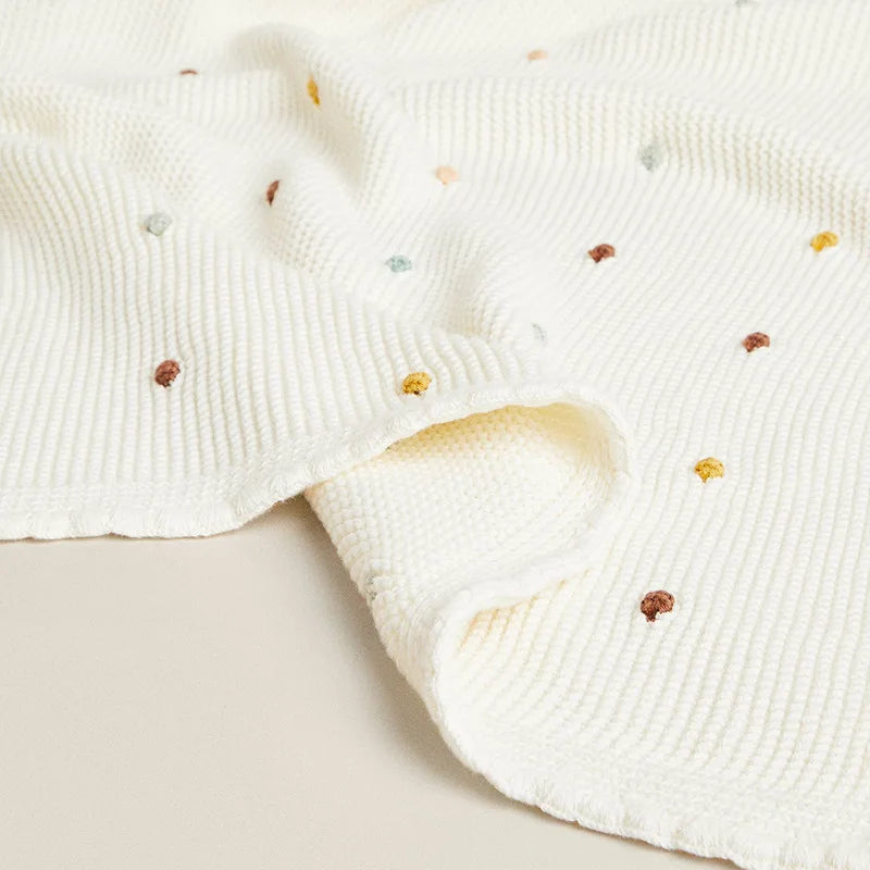 Neutral Knitted Bobble Blanket, Small