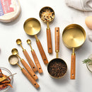 Stylish Measuring 4-Piece Cup and Spoon Sets | Stainless Steel with Wooden Handle in Gold, Black, or Silver