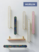 Nurlin Brass Colorful Round White & Pink Shell Cabinet Knobs and Handles | Bathroom Handle