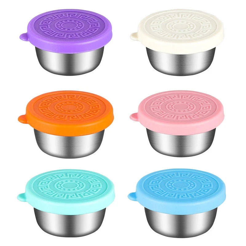 Set of 6 Reusable Salad Dressing Containers | Leakproof Silicone Lids