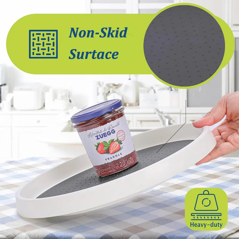 360° Rotating Storage Shelf – Non-Slip Organizer Tray for Kitchen & Bathroom - Lazy Susan