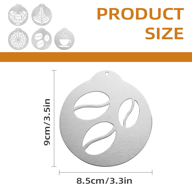 Leeseph 5Pcs Stainless Steel Coffee Decorating Stencils – Latte Art Templates for Coffee & Desserts