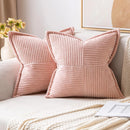 Corduroy Boho Striped 18x18 Inch Cushion Cover for Sofa, Couch or Bedroom