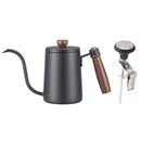 Stainless Steel Gooseneck Drip Coffee Pot with Wooden Handle and Thermometer