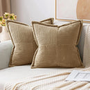 Corduroy Boho Striped 18x18 Inch Cushion Cover for Sofa, Couch or Bedroom
