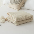 Super Soft Knit Blanket with Tassels | Cosy Throw for Bed, Sofa, Travel & Home