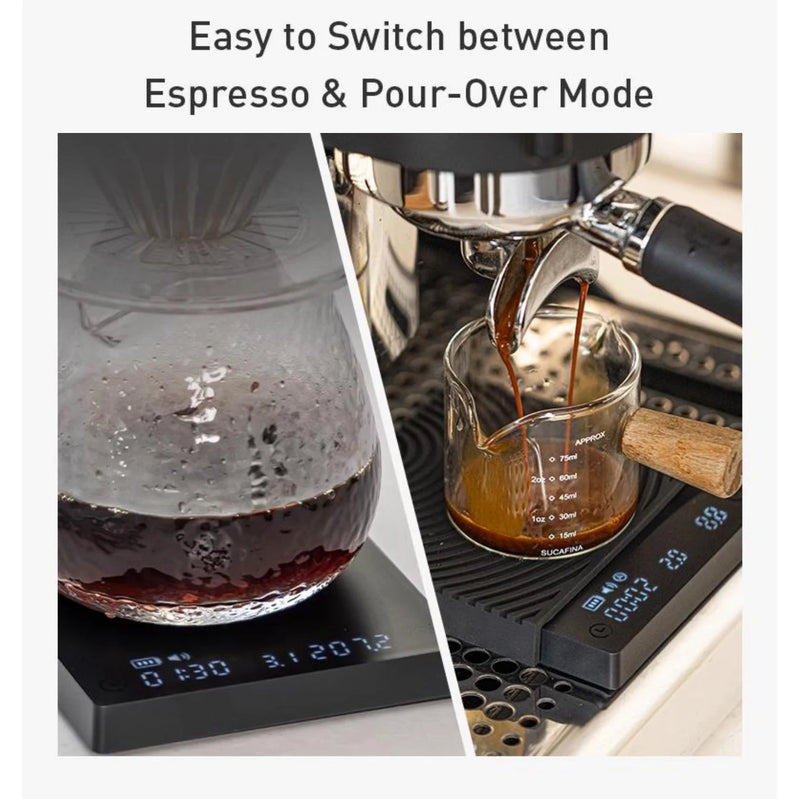 Black Mirror Mini Espresso Coffee Scale - Digital Kitchen Scale with Timer