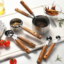 Stylish Measuring 4-Piece Cup and Spoon Sets | Stainless Steel with Wooden Handle in Gold, Black, or Silver