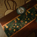 American Vintage Style Table Runner with Floral Jacquard Weave and Tassels