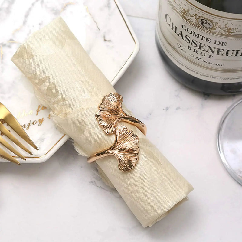 4PCS Leaf Metal Napkin Rings – Rose Gold, Silver, Gold Napkin Buckles for Weddings and Home Décor