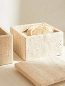Travertine Storage Container – Marble Organizer Jar for Jewelry, Cotton Swabs, and Bath Salts