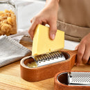 Stainless Steel Cheese Grater With Wooden Storage Box | Grate Parmesan, Chocolate, Nutmeg and More
