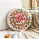Moroccan Ethnic Round Cushion Cover - Mandala Floral Embroidery Throw Pillow Case